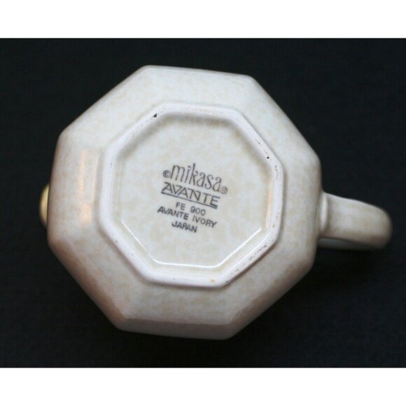 Mikasa Avante Ivory Fe 900 Sugar Bowl w Lid & Creamer Tan Octagon VTG 80s EUC - Picture 10 of 12